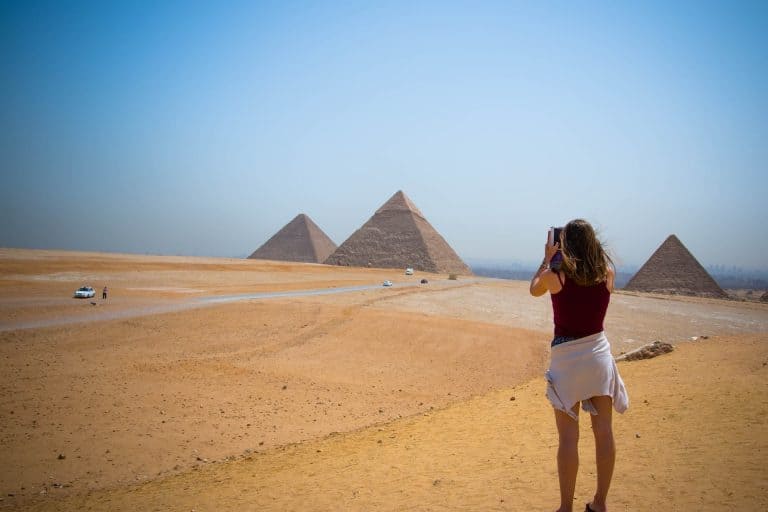 Taking a picture of the Pyramids